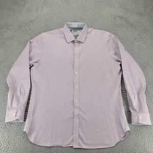 Ted Baker Endurance Shirt Mens 16.5-34-35 Pink Geometric Preppy Button‎ Up